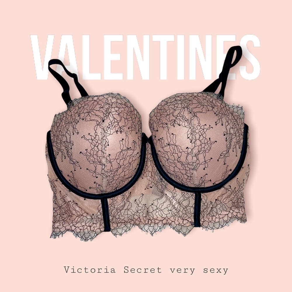 Victoria Secret lace busier corset bralette lingerie crop pink very sexy 34 D